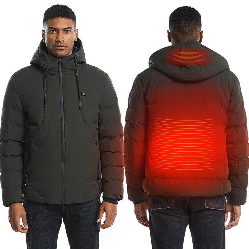 Men Heated Jackets USB Electric Heated Jacket Smart Coat Winter Thicken Down Hooded Outdoor Clothing Long battery life