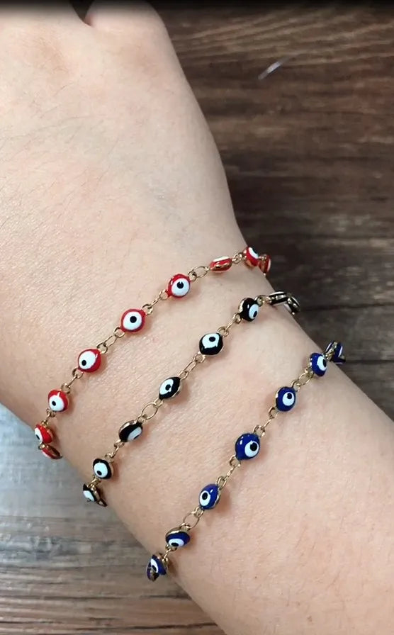 Evil Eye Bracelet Fashion Stainless Steel Bracelets Blue Red Enamel Bead For Women Lucky Turkish eye Jewelry Gifts