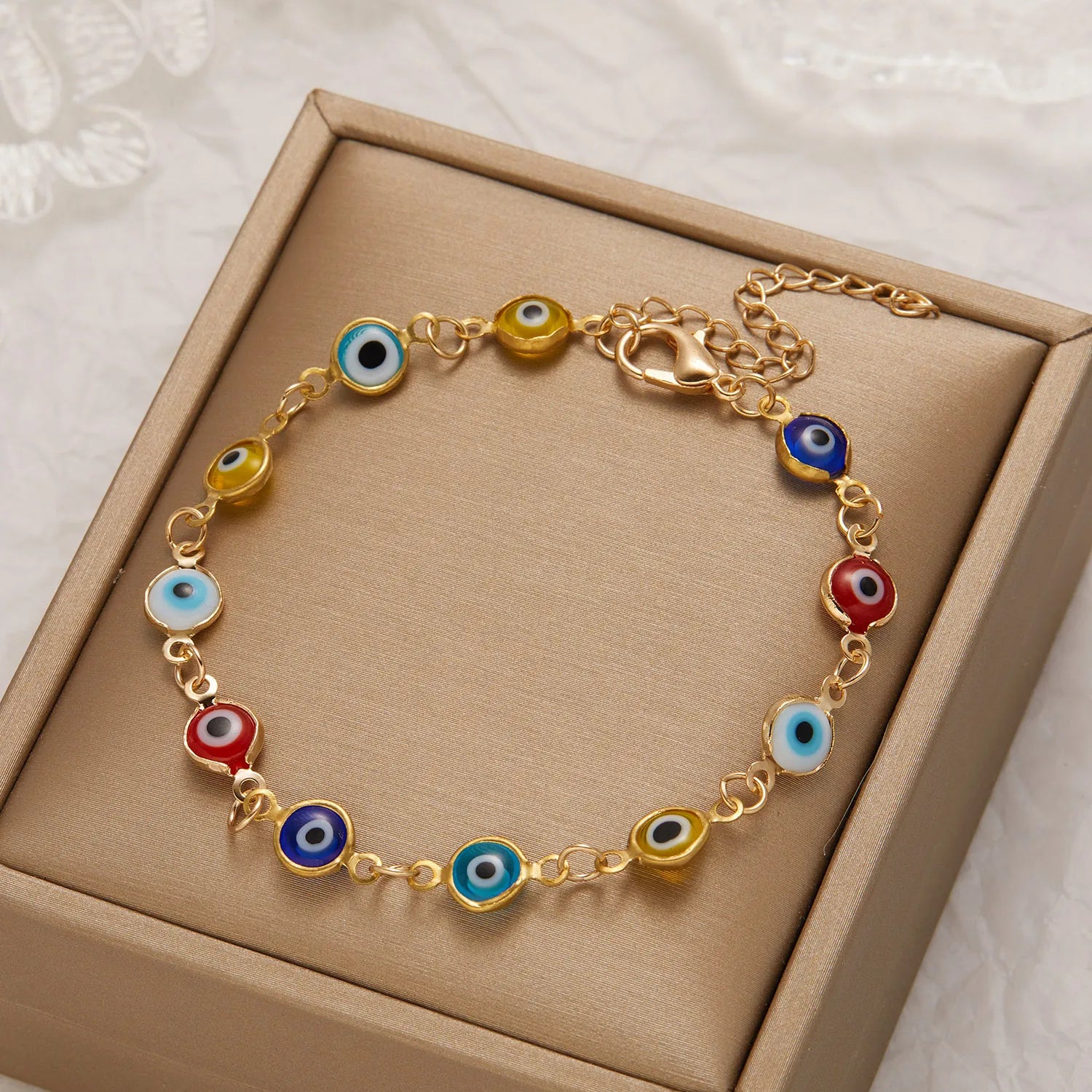 Evil Eye Bracelet For Women Men Lucky Turkey Colorful Red Blue Eye Adjustable Metal Chain Bangles Good Luck Wealth Jewelry Gifts Good Luck Charm